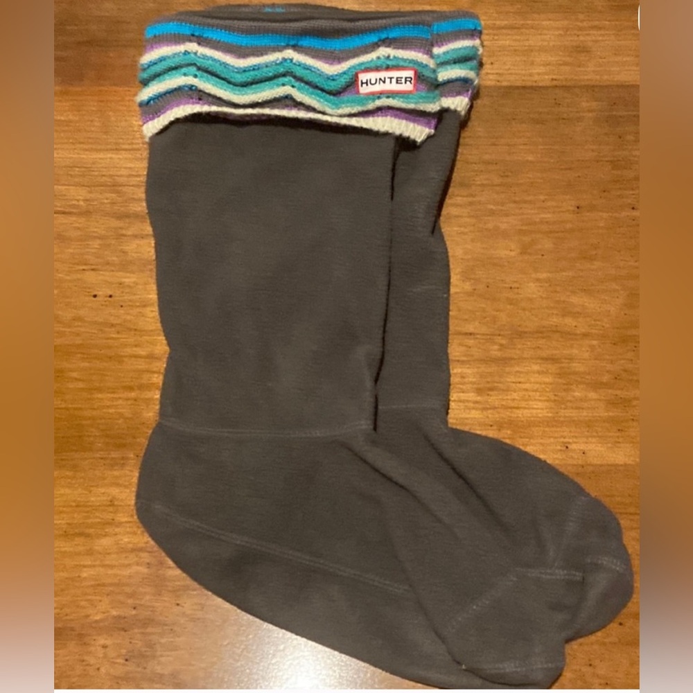 Hunter Dark Green Boot Socks with Colorful Zigzag Trim